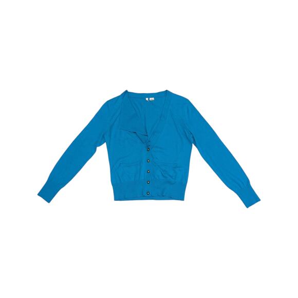 Anthropologie Moth Climate Control Cardigan Sweater Asymmetrical Blue Womens - Picture 2 of 5